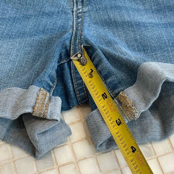 Universal Thread Blue High Rise Jean Shorts with Rolled Hem and Button Fly - Picture 8 of 9